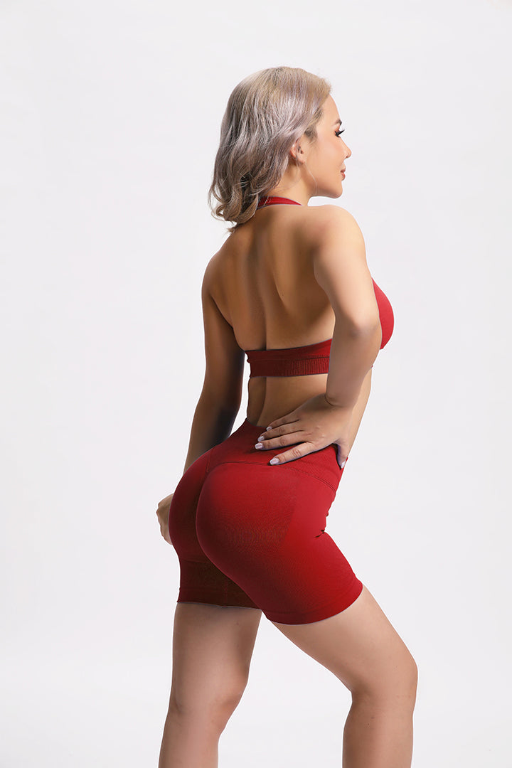Beau | Hochleistungs-Scrunch-Shorts – Rot
