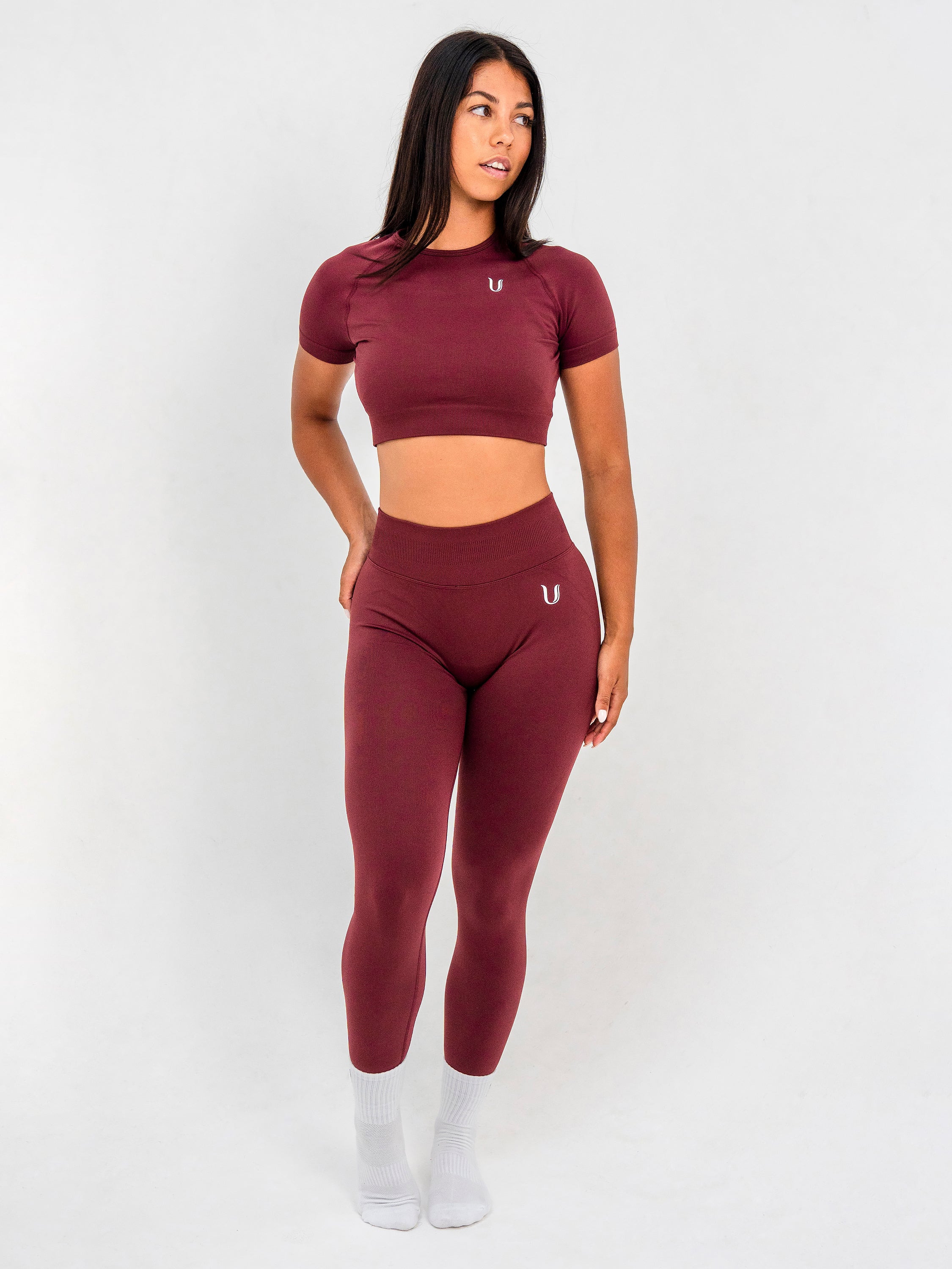 Luna | Premium Seamless Crop Top - Burgundy