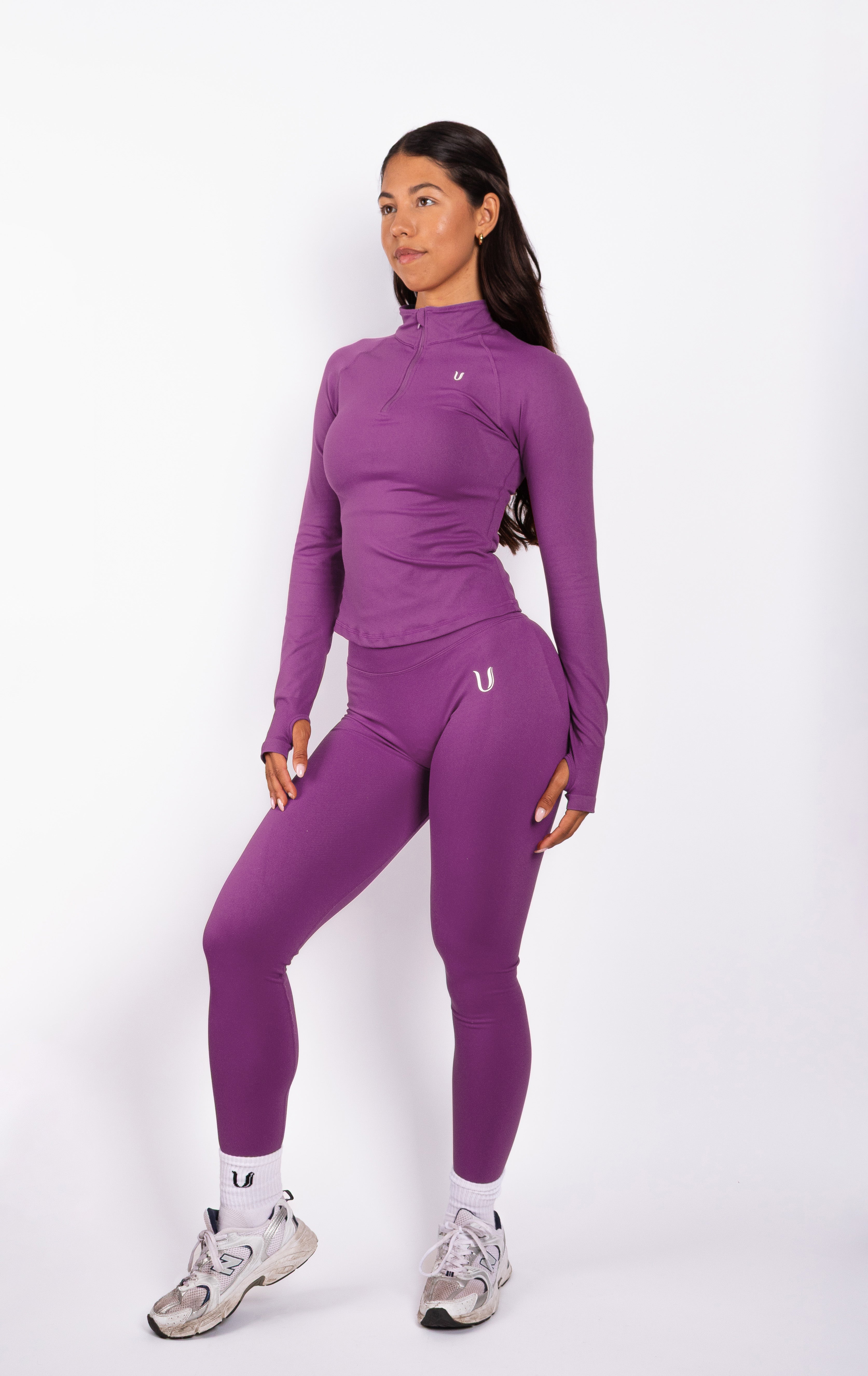 Beau | Half Zip Long Sleeve Top - Purple