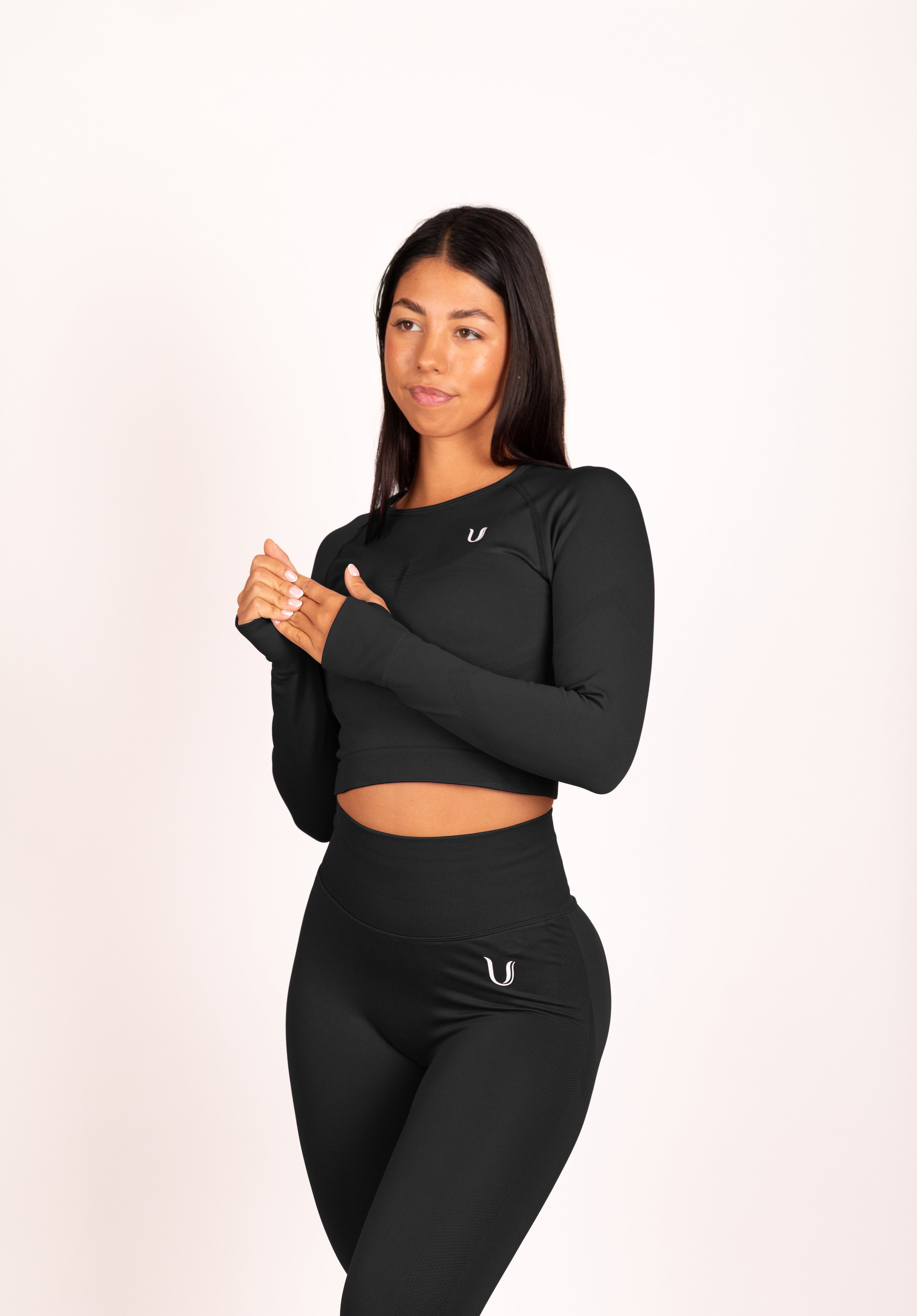 Leonie Lange Mouwen Top Shirt Zwart - Dames sportkleding | Ultimate Gainz