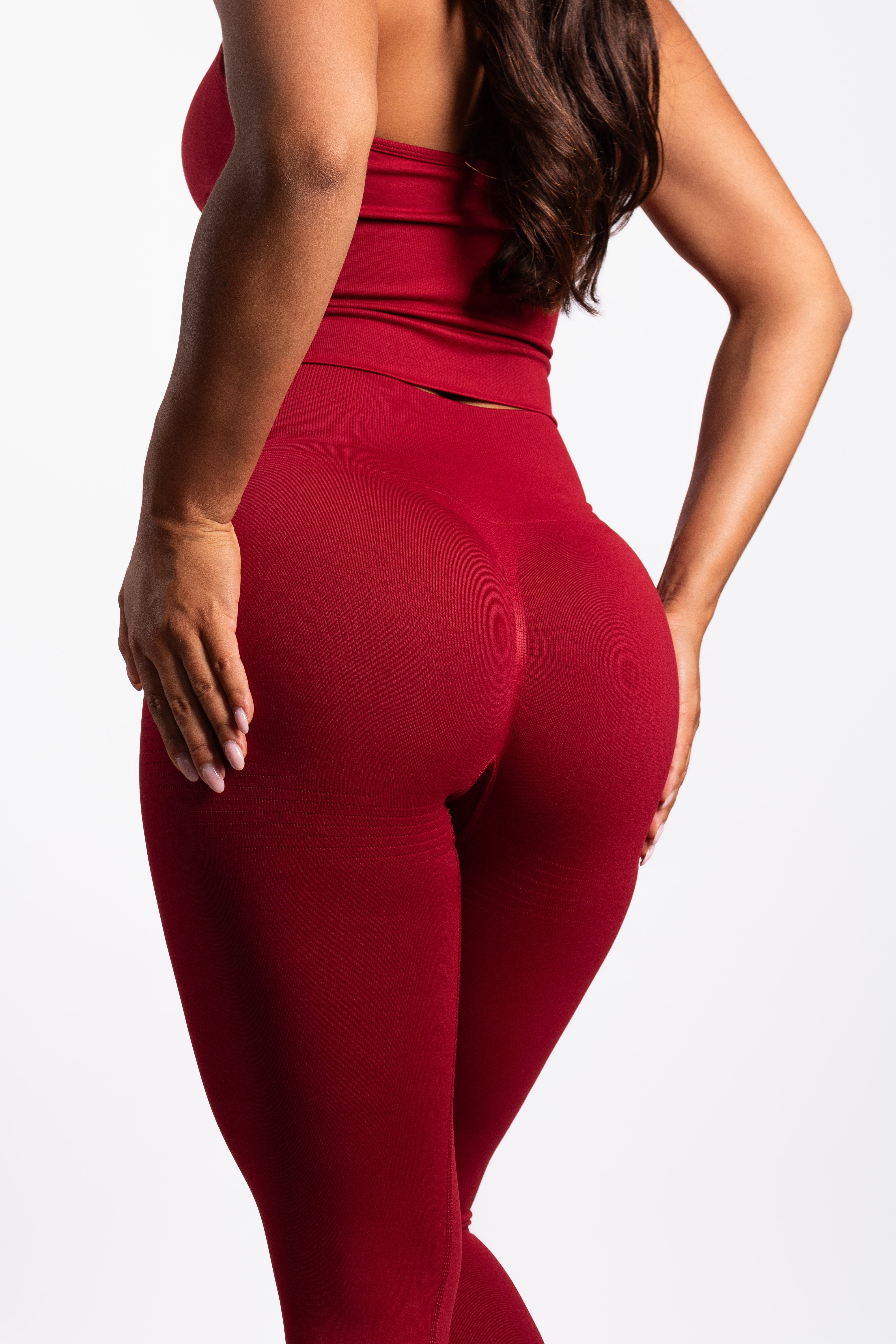 Bibi | Geribde Naadloze Legging – Rood