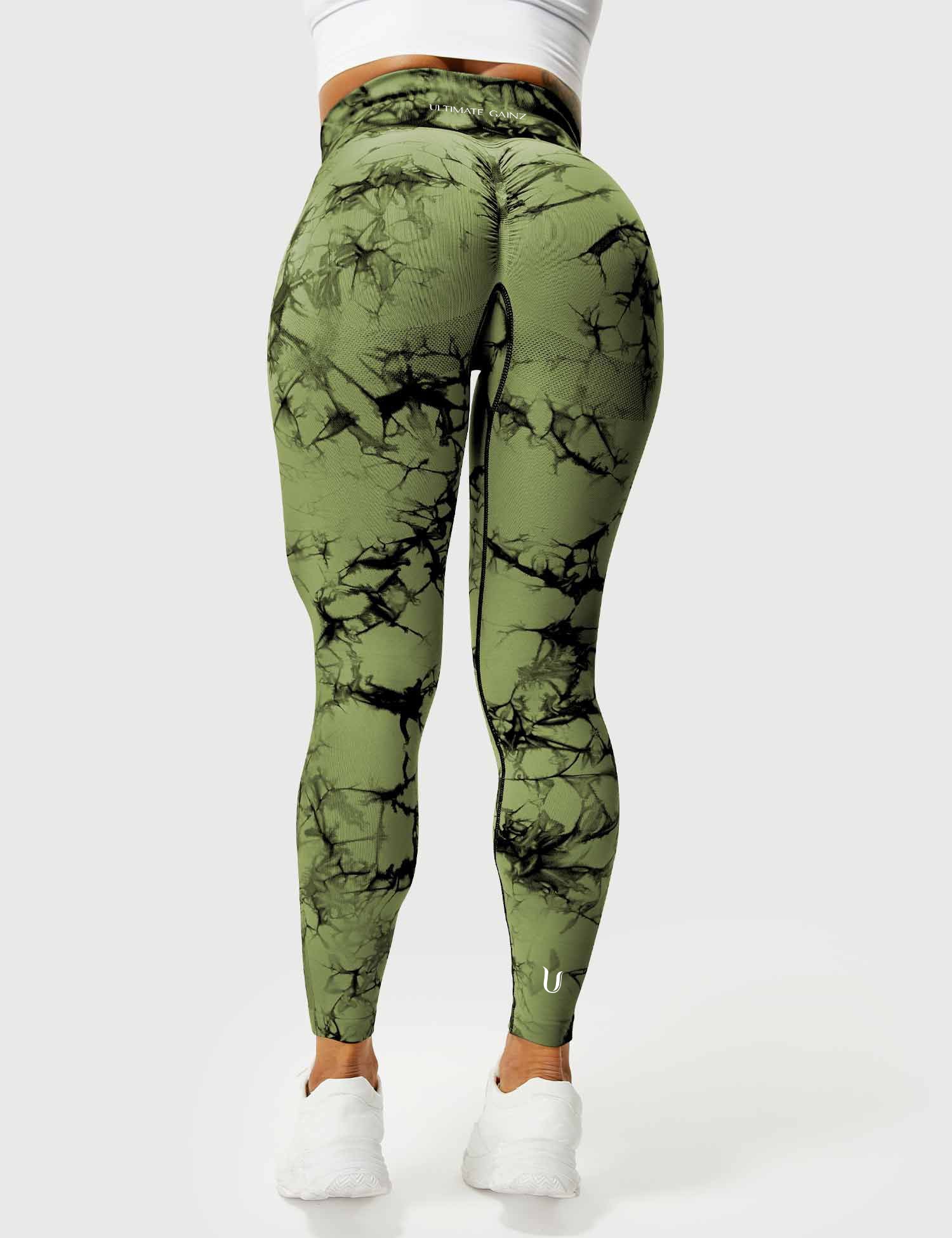 Aimy | Tie Dye Leggings Scrunch - Olivgrün