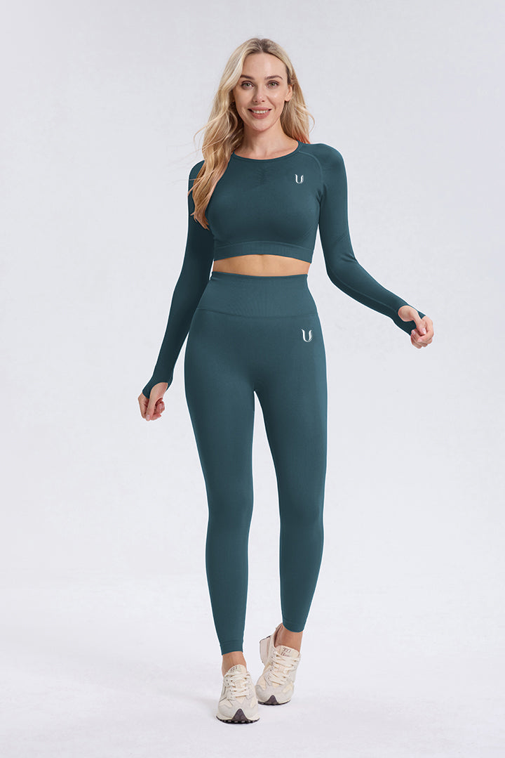 Maeve | Legging Scrunch de Cintura Alta - Verde Azulado