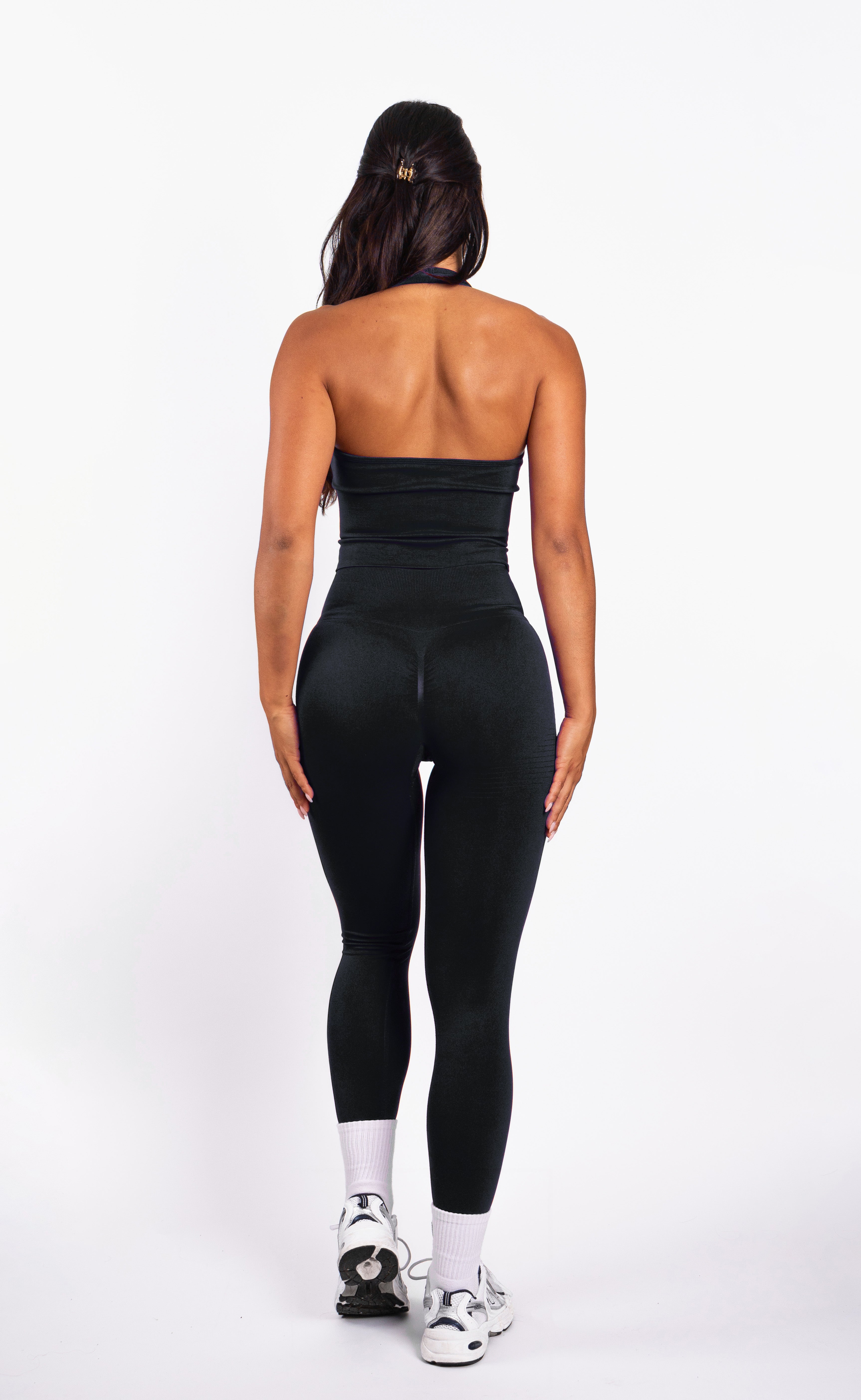 Bibi | Gerippte Nahtlose Legging – Schwarz