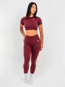 Luna | Premium Seamless Crop Top - Burgundy