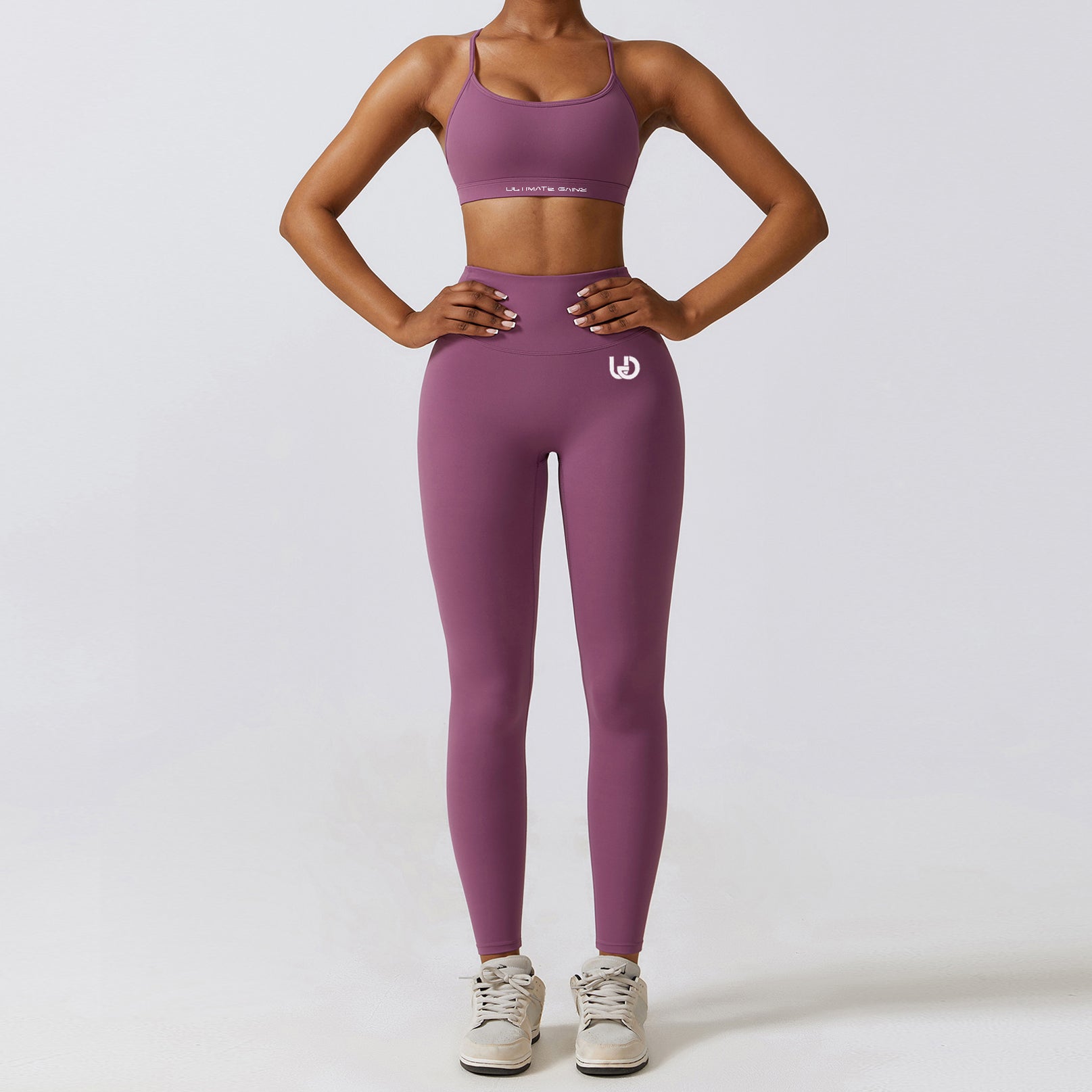 Hailey-Set | Nahtlos Top Leggings - Hellviolett