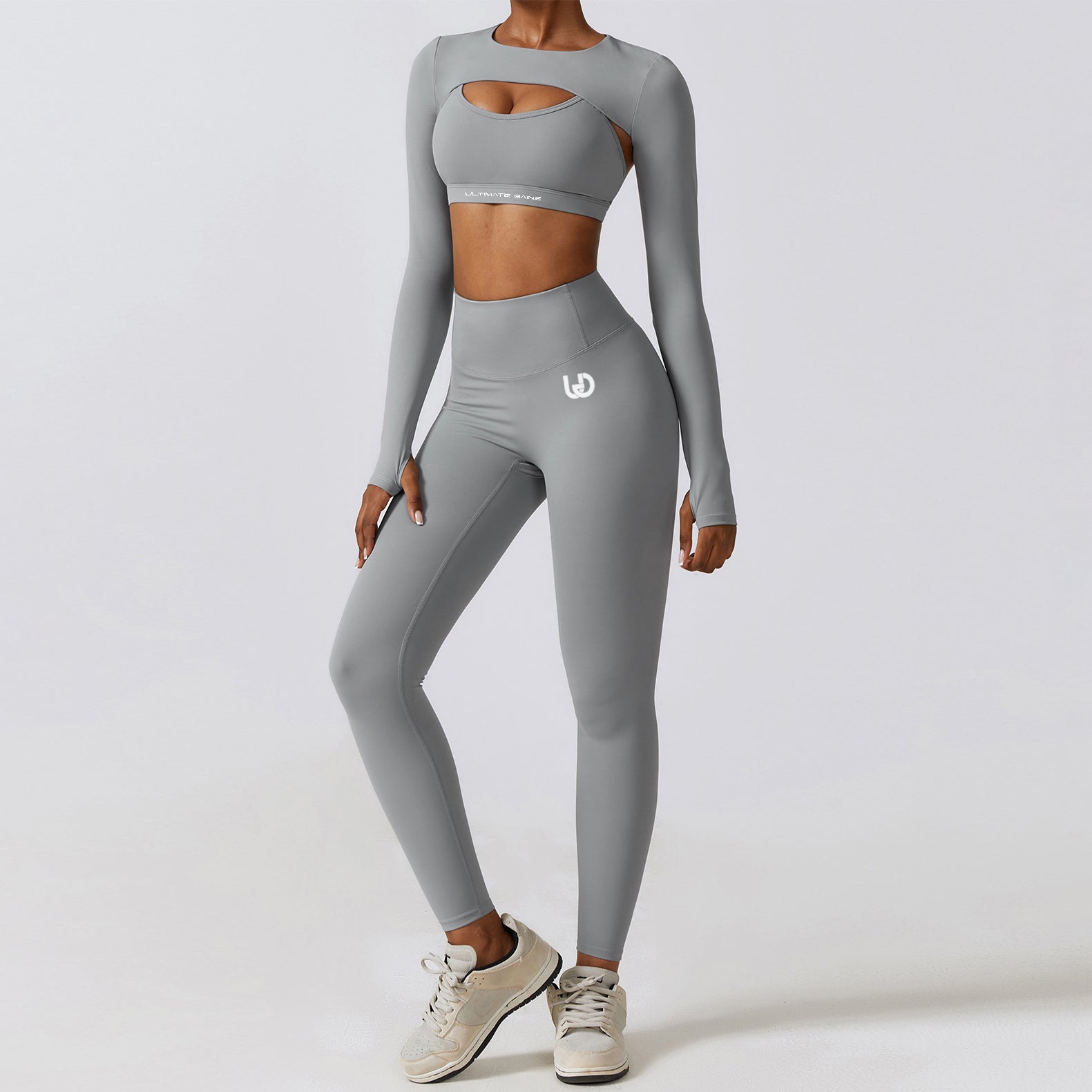 Hailey | Long Sleeve Crop Top - LightGrey