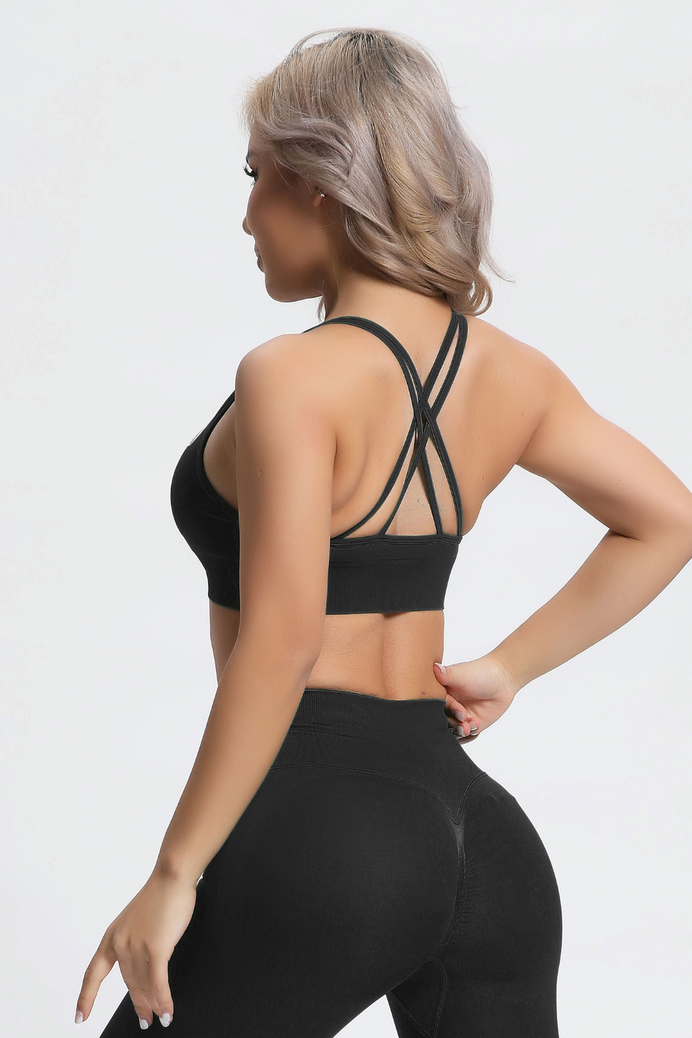 Olivia | Crossback Power Bra - Zwart