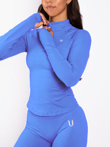 Beau | Half Zip Langarm Top Blau