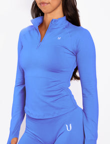 Beau | Half Zip Langarm Top Blau