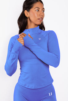 Beau | Half Zip Langarm Top Blau