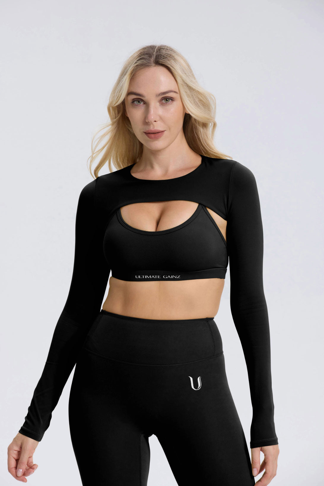 Hailey | Lange Mouwen Crop Top - Zwart