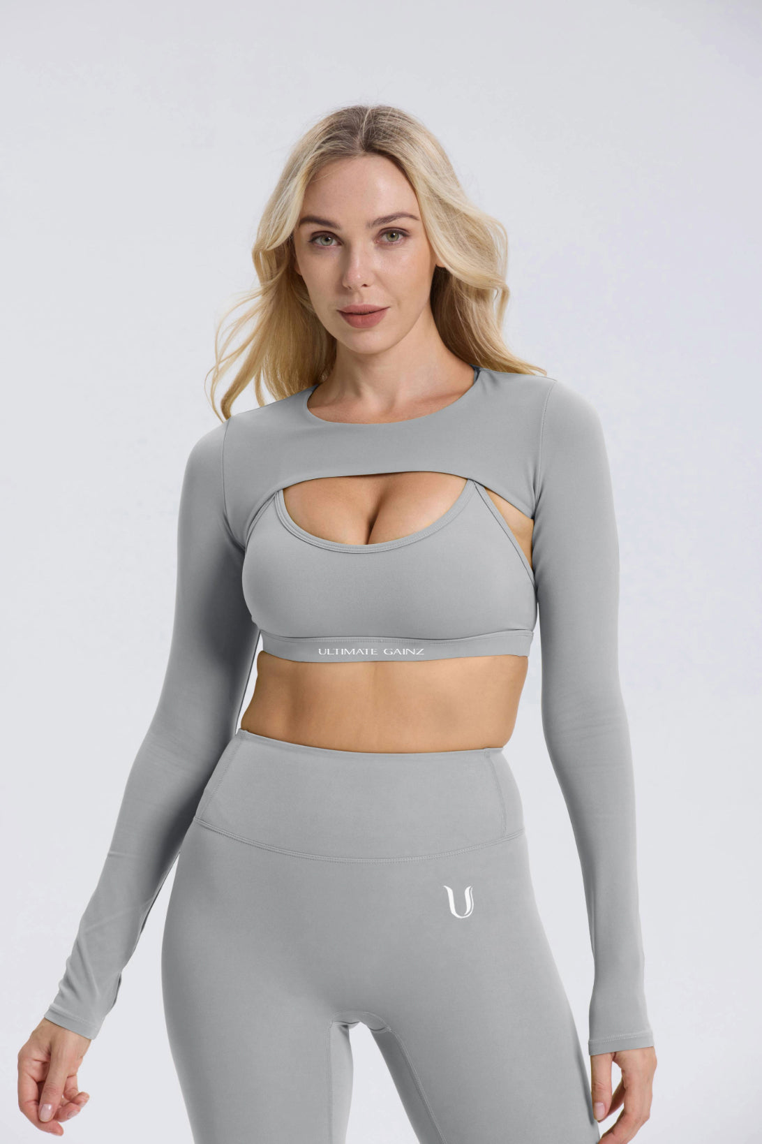 Hailey | Lange Mouwen Crop Top - Lichtgrijs