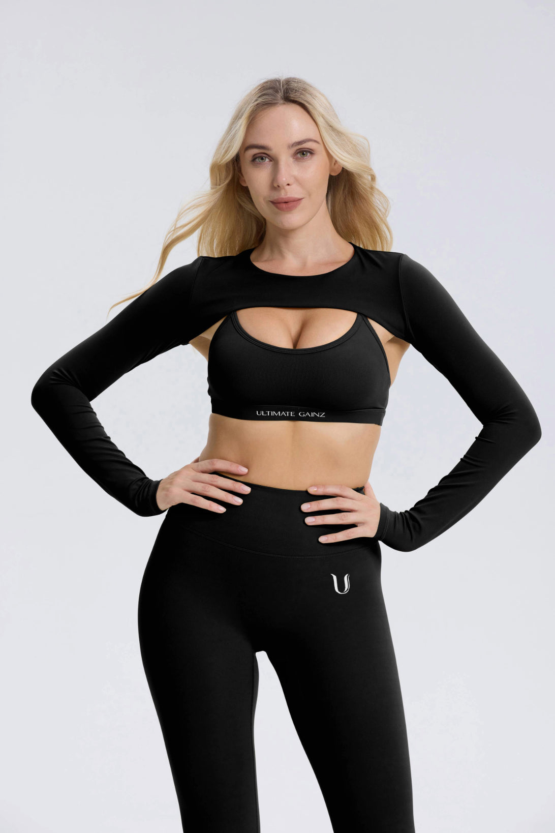 Hailey | Lange Mouwen Crop Top - Zwart