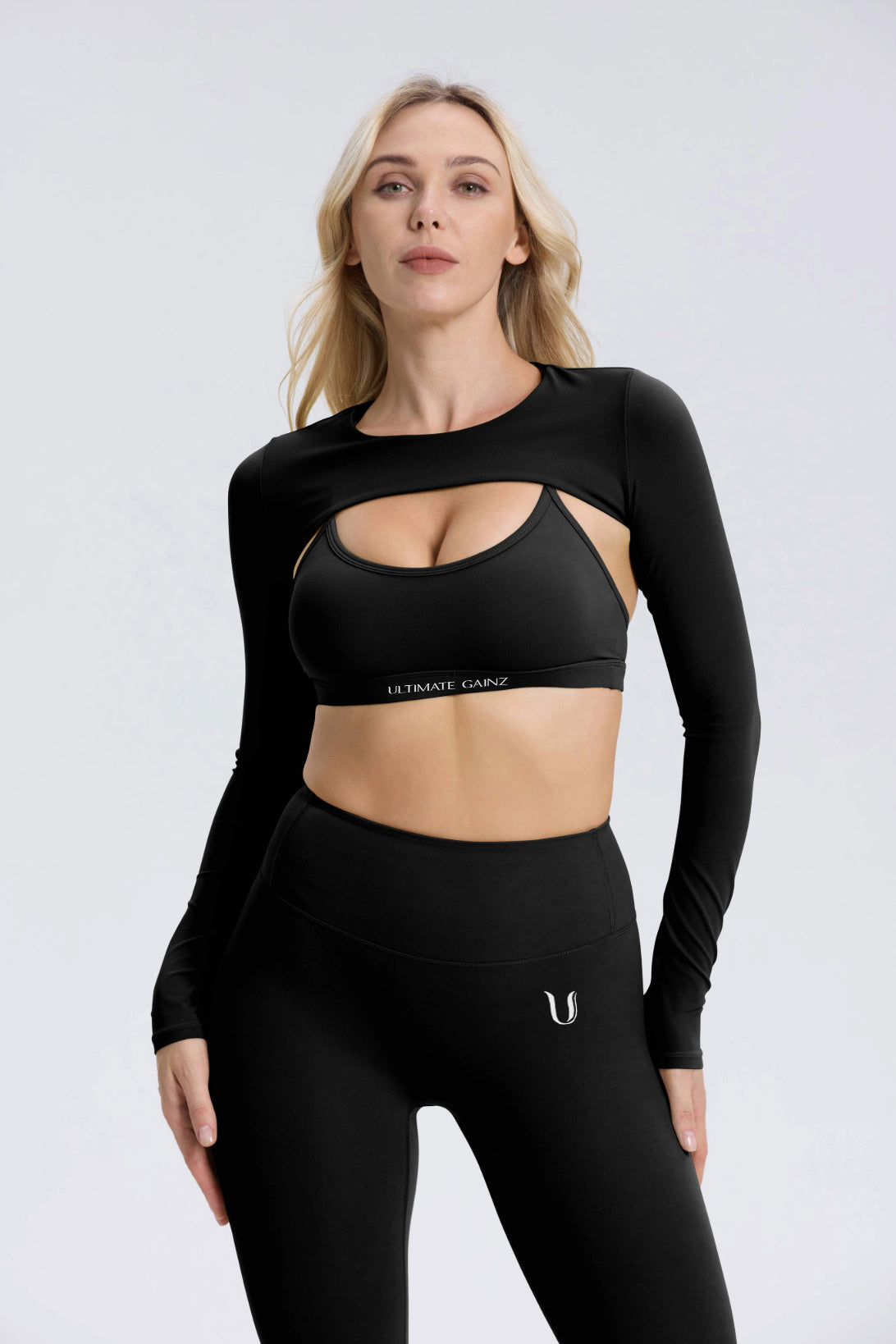 Hailey | Lange Mouwen Crop Top - Zwart