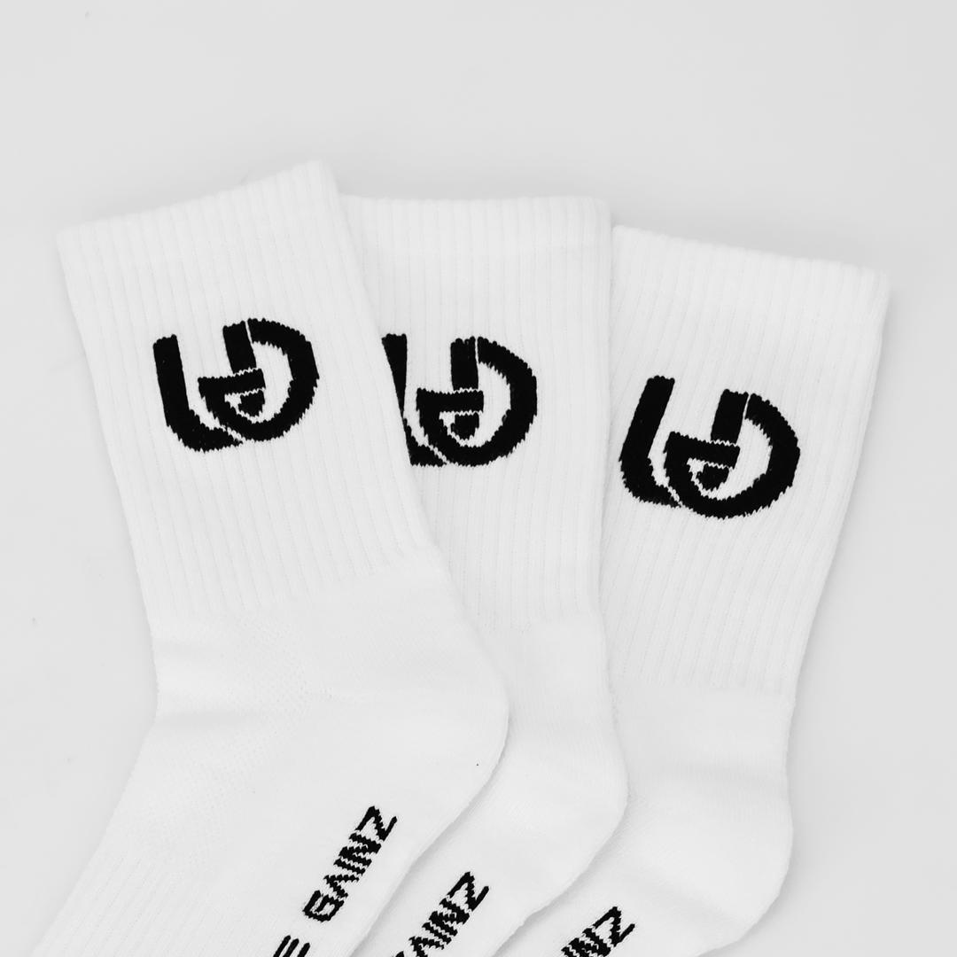 Ultimate Gainz - Performance Socks Unisex - White 3 Pairs