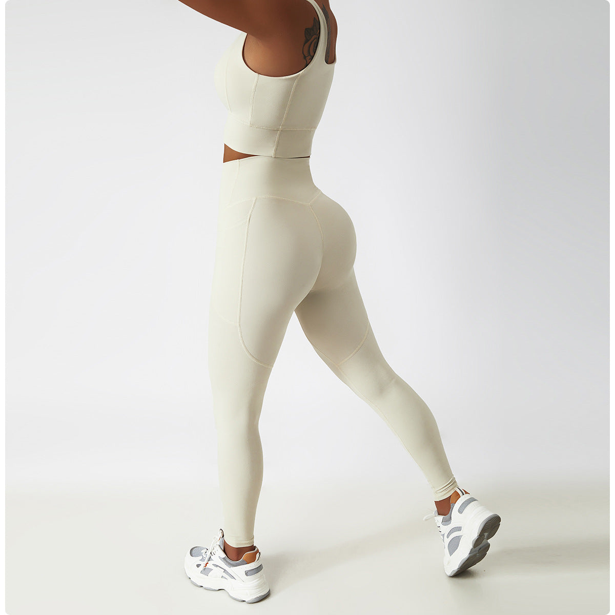 Palmer | Legging Met Zakken Ivory - Ultimate Gainz